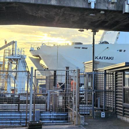  The good ship Kaitaki patiently waiting for the venerable monks.