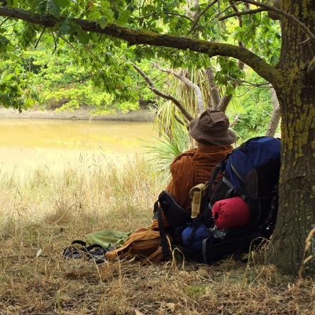  Ajahn Anuttalo rests prior to setting up camp.