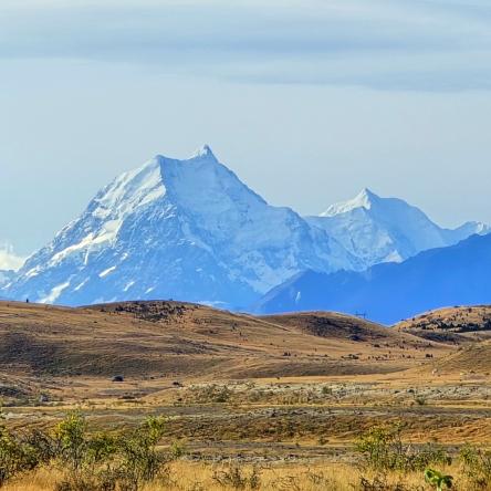  A snowy mountain.