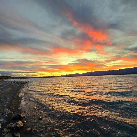  Sunset over lake Punakaki.