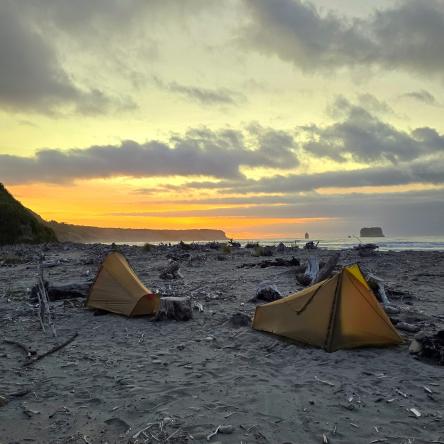  The sun sets on Rapahoe beach as we settle for the evening.
