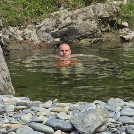 Venerable Javano in a crystal pool on the Wakamarina River.