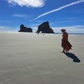  The the Archway Islands form a dramatic backdrop at Wharariki Beach.